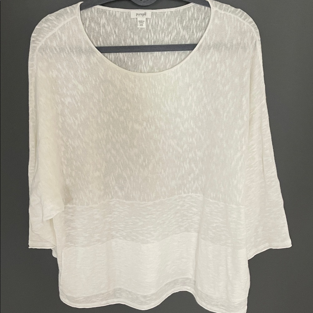 Pure Jill Linen Blend White Oversized Lightweight Summer SweaterTop XS - Picture 3 of 6